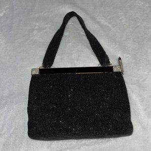 Antique Black beaded evening bag